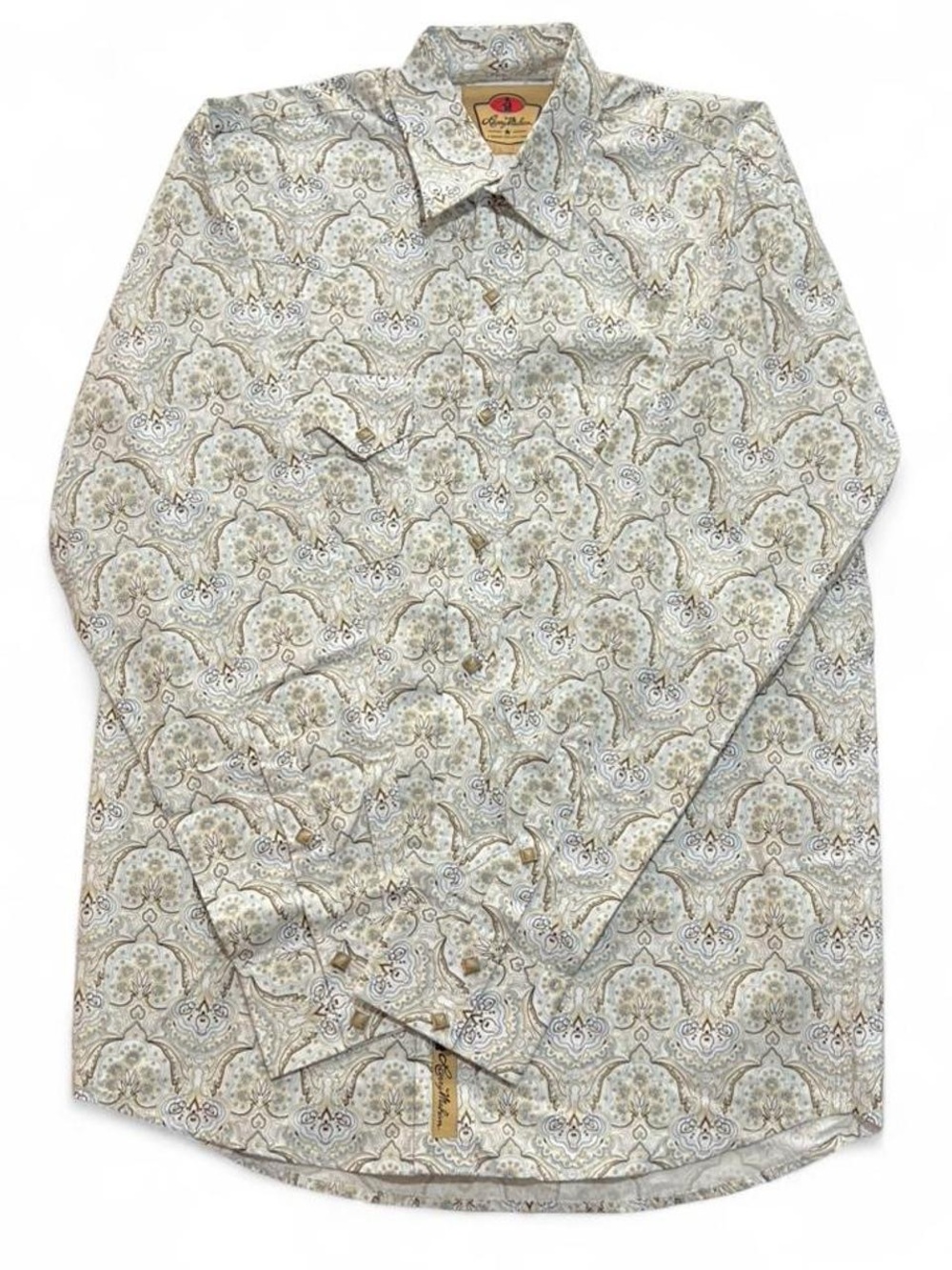 Mens Larry Mahan Western Diamond Snap Paisley Shirt size Small